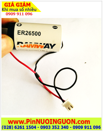 RAMWAY ER26500 (Dây zắc cắm trắng) _Pin nuôi nguồn PLC RAMWAY ER26500 lithium 3.6v 8500mAh chính hãng 